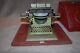 Gescha Children's Typewriter From The Pre-war Period Wine Red Tin Case