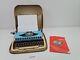 Typewriter Groma Hummingbird Blue White With Instructions In Suitcase #241314