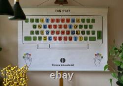 Vintage School Wall Card Din 2137 Keyboard Machine Letter School Chart Star